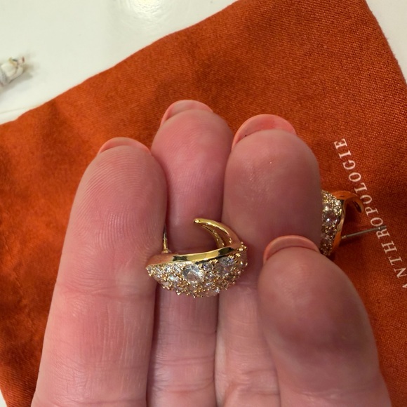 Anthropologie Pavé Triangular Huggie Earrings - Picture 8 of 11